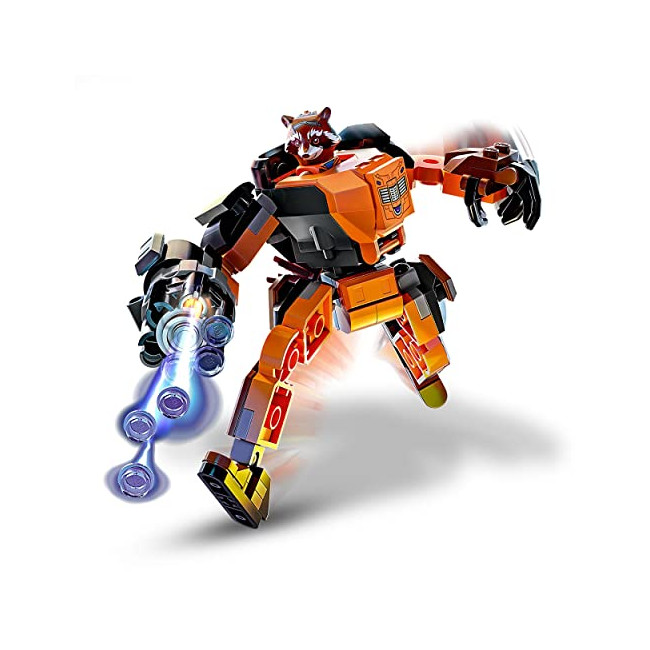 LEGO 76243 Marvel L’Armure Robot de Rocket, Figurine Gardiens de la Galaxie, Jouet Raton Laveur, Avengers, Idée de