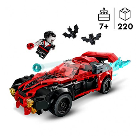 LEGO 76244 Marvel Miles Morales vs. Morbius, Jouet de Construction Spider-Man, avec Voiture de Course, Spidey et Ses