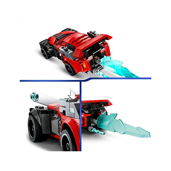 LEGO 76244 Marvel Miles Morales vs. Morbius, Jouet de Construction Spider-Man, avec Voiture de Course, Spidey et Ses