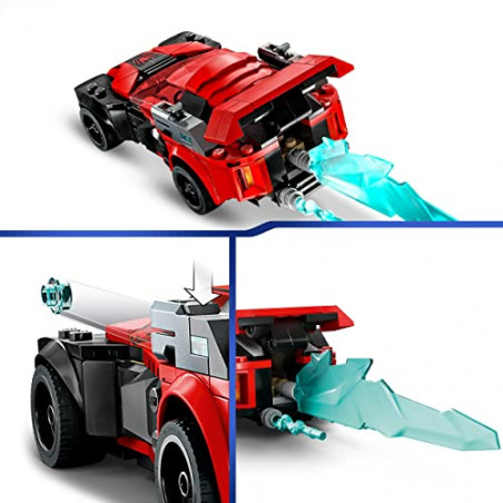 LEGO 76244 Marvel Miles Morales vs. Morbius, Jouet de Construction Spider-Man, avec Voiture de Course, Spidey et Ses