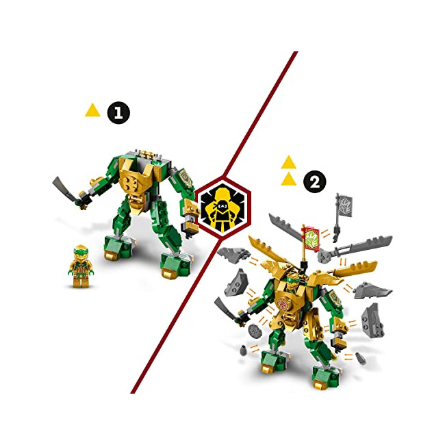 LEGO Ninjago 71781 Le Combat des Robots de Lloyd – Évolution, Jouet pour Enfants de 6 Ans, avec Minifigurines Évolutives