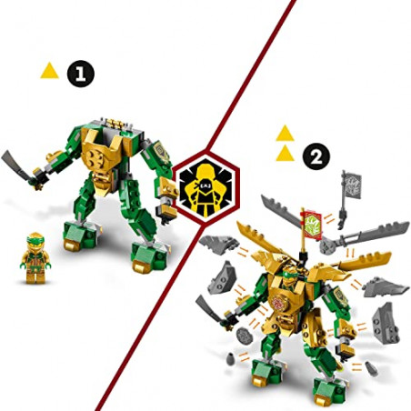 LEGO Ninjago 71781 Le Combat des Robots de Lloyd – Évolution, Jouet pour Enfants de 6 Ans, avec Minifigurines Évolutives