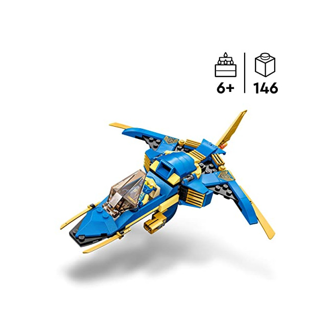 LEGO Ninjago 71784 Le Jet Supersonique de Jay – Évolution, Jouet de Ninja Évolutif, Construction Avion, à Collectionner,