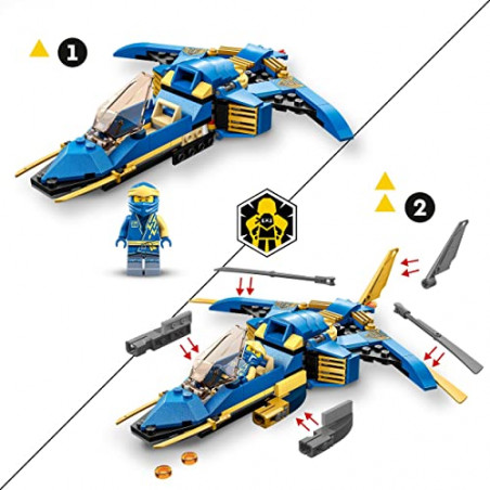 LEGO Ninjago 71784 Le Jet Supersonique de Jay – Évolution, Jouet de Ninja Évolutif, Construction Avion, à Collectionner,