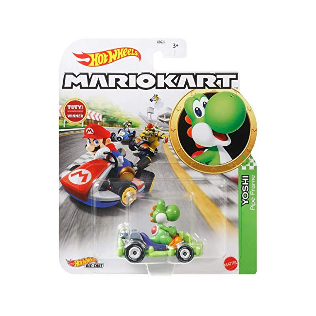 DieCast - GRN19 - Maquette KART 5 cm YOSHI Dinosaure Pipe Frame Kart de Super Mario Kart - Multicolore - 1/64 6 cm